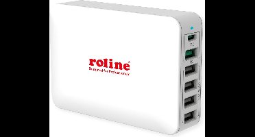 ROLINE USB Oplader, 6 Poorts (4x USB-A, 1x USB-C, 1x USB-A QC3.0), max. 60W