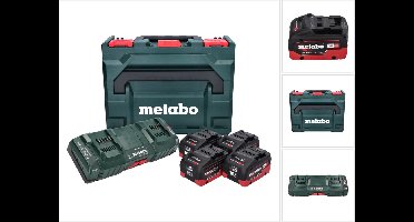 Metabo basisset 4x Li-Power accupack 18 V 10,0 Ah CAS Li-Ion accu ( 685143590 ) + DUO dubbele lader ASC 145 + metaBOX