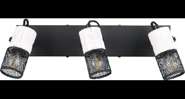 TRIO TOSH - Spot - Zwart-wit - excl. 3x E14 40W - Plafondspot- Houten elementen in wit