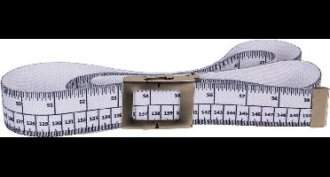 Meetlint - dieet riem - wit - polyester - 155 cm - volwassenen - Grappige riemen - Gadget verjaardag cadeau