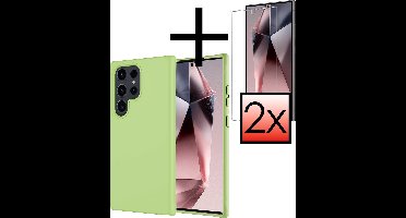 Hoesje - Met 2x Screenprotector - Geschikt voor Samsung Galaxy S24 Ultra - Sterk & Shockproof - Back Cover - Siliconen Case - Telefoon Hoes - Groen