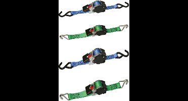 Automatische spanband 25 mm, 1,8 m, inhoud 300/600 kg, S-haken