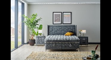 Bambi Visco Fresch - boxspring bed met opbergruimte - boxspring 140x200 - incl. luxe matras en hoofdbord
