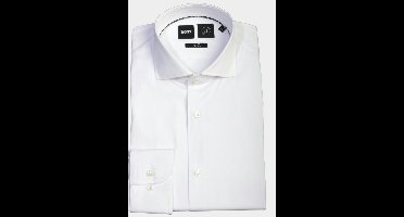 BOSS Hank slim fit overhemd - popeline - wit - Strijkvriendelijk - Boordmaat: 40