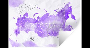 Muurstickers - Sticker Folie - Kaarten - Waterverf - Rusland - 30x20 cm - Plakfolie - Muurstickers Kinderkamer - Zelfklevend Behang - Zelfklevend behangpapier - Stickerfolie