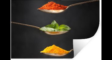 Muurstickers - Sticker Folie - Kruiden - Lepel - Specerijen - Zwart - Italiaans - 30x20 cm - Plakfolie - Muurstickers Kinderkamer - Zelfklevend Behang - Zelfklevend behangpapier - Stickerfolie