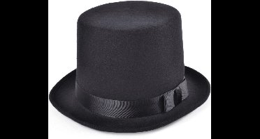 Rubies Carnaval verkleed Hoge hoed - zwart - wol vilt - voor volwassenen - Engelsman/gentleman/aristocraat/sneeuwpop