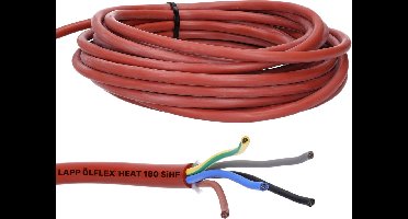 10 meter Lapp 00460223 Ölflex Heat 180 siliconenkabel 5G2,5 mm² I saunakabel 5x2,5 mm² I saunakachelkabel 10 m I siliconenkabel 5 x 2,5 met groen-gele aardgeleider SiHF