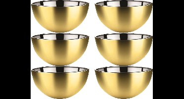 Svenska Living - 6x - Kommetjes/schaaltjes - mat goud - RVS - D19 x 9.5 cm - serveerschalen