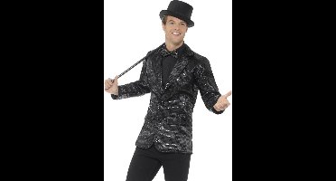 Zwarte Colbert met Pailletten Man - Maat L