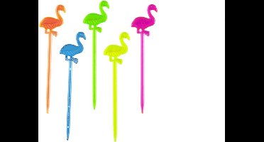 New Age Devi - 50 stuks cocktailprikkers - Flamingo - Multi Colour