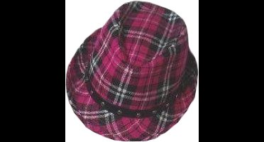 Hoed - Roze - Deukhoed - Schotse ruit