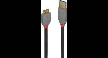 LINDY 36767 USB-kabel USB 3.2 Gen1 USB-A stekker, USB-micro-B 3.0 stekker 2.00 m Zwart