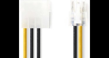 Nedis Interne Voedingskabel - Molex Male - PCI-Express Male - Verguld - 0.20 m - Rond - PVC - Geel / Zwart - Envelop