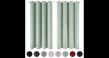 Blumtal Gordijnen - Verduisterend Gordijn Kant en Klaar - Blackout Gordijnen - 140 x 245 cm - Zomer Groen - Set van 2