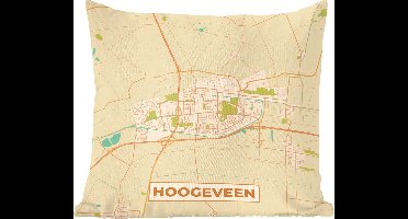 Sierkussens - Kussentjes Woonkamer - 45x45 cm - Plattegrond - Hoogeveen - Vintage - Stadskaart
