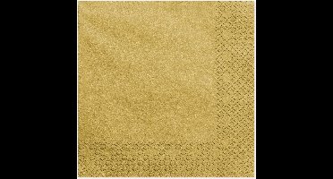 Tafel servetten van papier - goud gekleurd - 20x stuks - 40 x 40 cm - Servetten voor diner/lunch