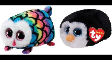 Ty - Knuffel - Teeny Ty's - Hootie Owl & Waddles Penguin