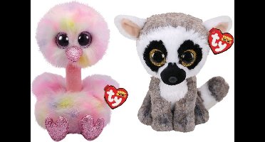 Ty - Knuffel - Beanie Buddy - Avery Ostrich & Linus Lemur