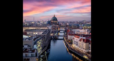 Panoramisch uitzicht op de oude binnenstad van Berlijn - Fotobehang (in banen) - 250 x 260 cm
