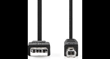 Nedis USB-Kabel - USB 2.0 - USB-A Male - USB-B Male - 10 W - 480 Mbps - Vernikkeld - 5.00 m - Rond - PVC - Zwart - Label