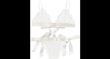 New Age Devi - "Kanten Lingerieset | Niet-Voorgevormd | Brazilian | Wit | Maat M | Sexy Look"