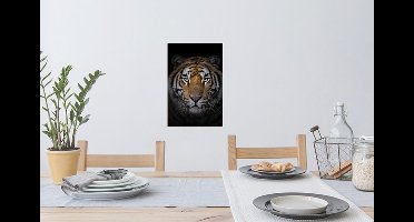 Muurstickers - Sticker Folie - Tijger - Wilde dieren - Portret - Zwart - Dieren - 20x30 cm - Plakfolie - Muurstickers Kinderkamer - Zelfklevend Behang - Zelfklevend behangpapier - Stickerfolie