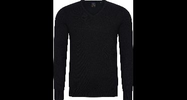 Mario Russo V-Hals Pullover - Trui Heren - Sweater Heren - Zwart - L