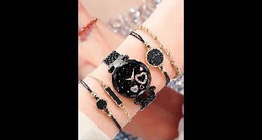 Horlogebox voor dames - geschenkdoos - cadeau set met horloge - oorbellen - ketting - armband - valentijn cadeautje voor haar - goud - silver