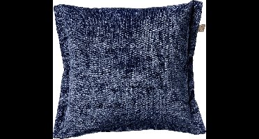 Dutch Decor LEWIS - Kussenhoes 45x45 cm - fluweel - met sierrand - Insignia Blue - donkerblauw - met rits - zonder binnenkussen