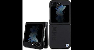 BMW Leather Hot Stamp Back Case - Geschikt voor Samsung Galaxy Flip 5 (F731) - Zwart