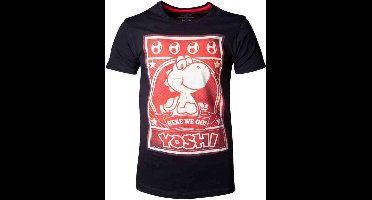 Nintendo Super Mario Heren Tshirt -S- Yoshi Poster Zwart
