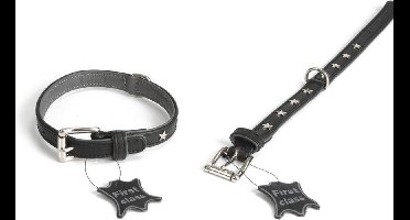 Stars Hondenhalsband - Leer - Zwart - 28-31,5 cm x 17 mm