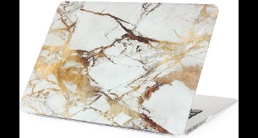 Shop4 - Geschikt voor MacBook 13 inch Pro Hoes - Hardshell Cover Marmer Wit Goud