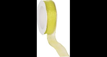 Wired organzalint Limoen 25 mm / 20 mtr. Organza lint met draad