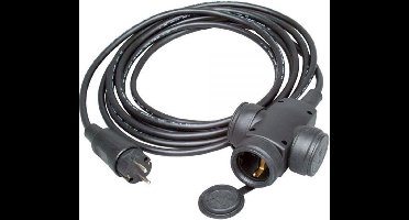 Kopp Geaarde voeding verlengkabel outdoor met 3-voudig contact - 3x 1,5mm / zwart - 1,5 meter