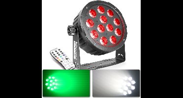 BeamZ Pro BAC504 LED PAR met 12x 12W LED's voor hoge lichtintensiteit. Geen ventilator dus 100% stil.