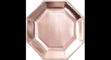 8 kartonnen achthoekige roségouden metallic boden - Feestdecoratievoorwerp