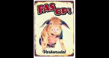 Plenty gifts waakbord blik varkensstal (15X21 CM)