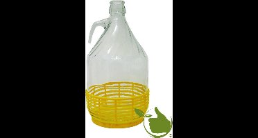 Gistingsfles 5 l recht met gebogen oor en gele mand