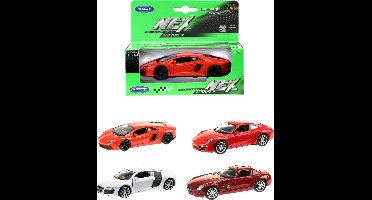 Welly Supercar Collection in vensterdoos 4-ass Lamborghini Aventador LP700-4 AUDI R8 V10 PORSCHE 911 (991) CARRERA S Mercedes SLS AMG