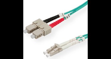 VALUE F.O. kabel 50/125µm OM3, LC/SC, turkoois, 2 m