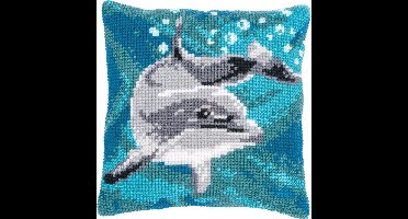 Vervaco - Kruissteekkussen kit - Dolfijn - PN-0186299 - Borduren - Borduurpakket - Borduurpakket volwassenen - Borduurpakket kind