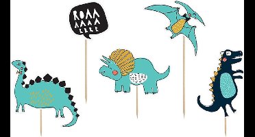 PartyDeco Cake Toppers Dinosaurussen pk/5