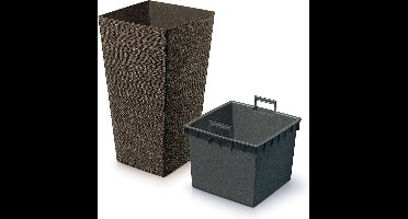 Prosperplast Plantenpot/bloempot - buiten - kunststof - donkerbruin - Eco wood look - D29 x H55 cm