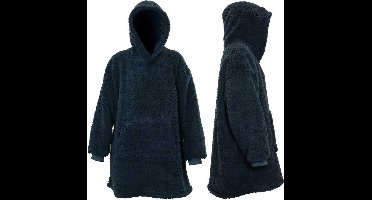 Unique Living Oversized Teddy Fleece Hoodie Dark Blue