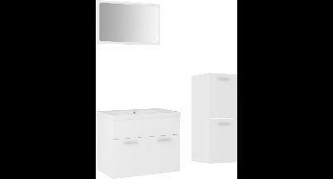 vidaXL - Badkamermeubelset - bewerkt - hout - wit