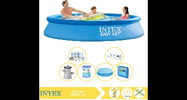 Intex Easy Set Zwembad - Opblaaszwembad - 305x61 cm - Inclusief Solarzeil, Onderhoudspakket, Zwembadpomp, Filter, Stofzuiger en Zwembadtegels