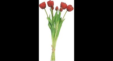 Tulpen boeket - 7 stuks - kunststof bloem - Rood - 44cm