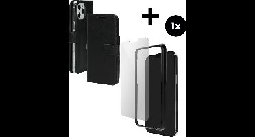 Mobiparts Classic Wallet hoesje geschikt voor Apple iPhone 12 Pro Max met 1 Screenprotector van Gehard Glas - Zwart